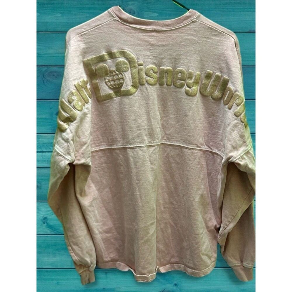 Disney Spirit Women’s Crewneck Sweatshirt in Beige with Gold Embroidered Logo - Picture 2 of 9